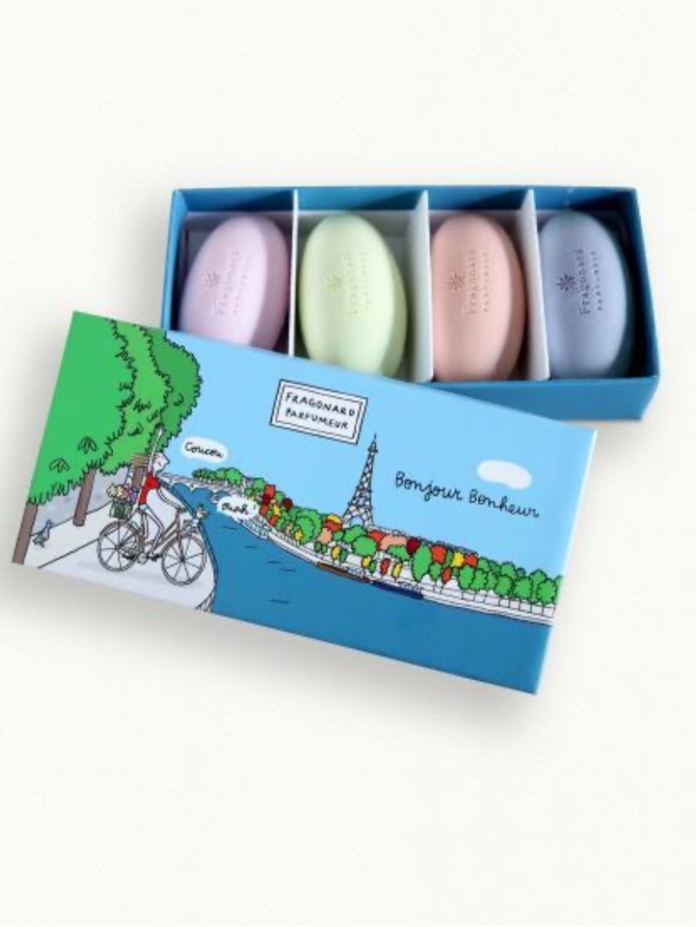 NWOT Fragonard Paris Pastel Rose de Mai Soap Gift Set - 4 Pack
